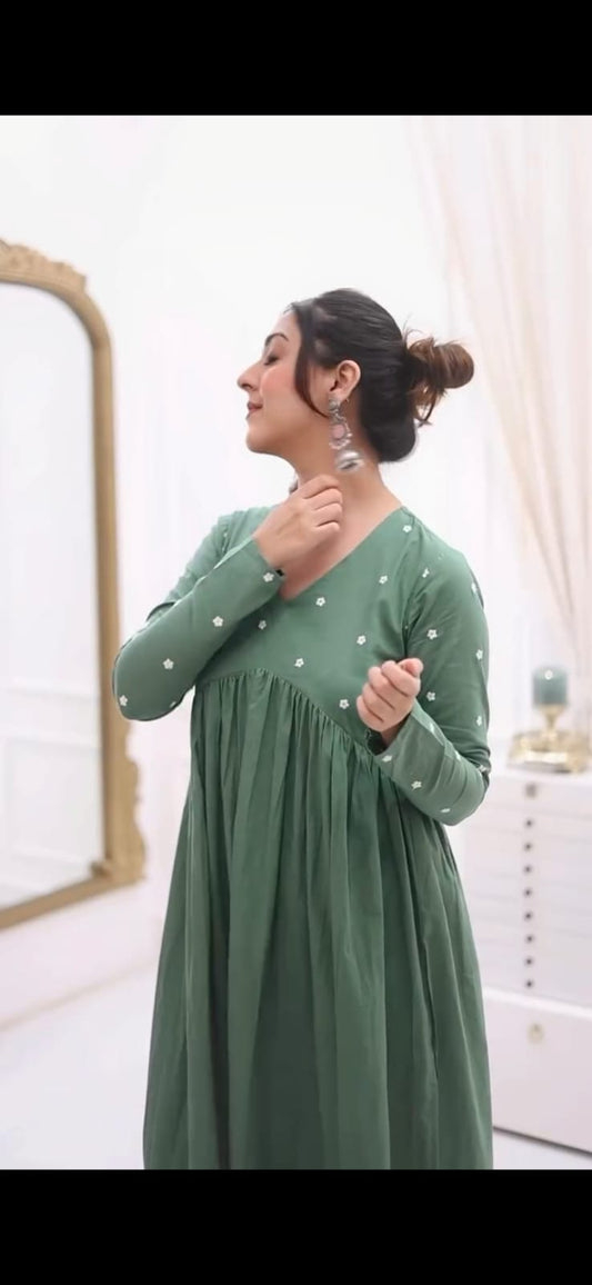 Premium Cotton 60x60 Aalia Suit Set for Women | Green | 2-Piece Ethnic Wear