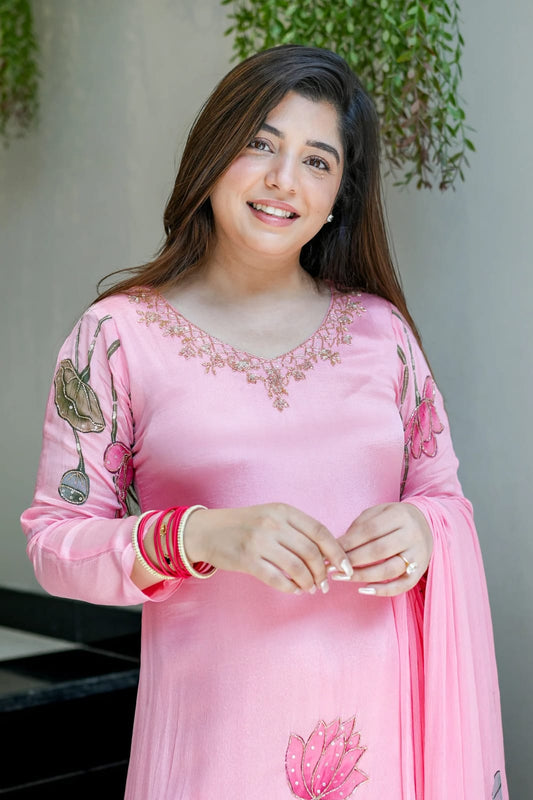 Women's Premium Chinon A-Line Handwork Kurta Pant Set with Dupatta | 3-Piece Festive Wear