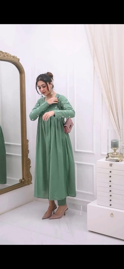 Premium Cotton 60x60 Aalia Suit Set for Women | Green | 2-Piece Ethnic Wear