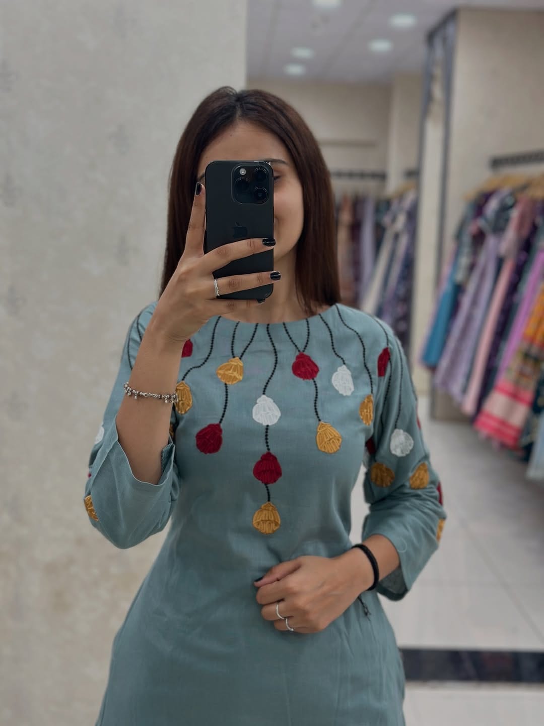 Premium Cotton 60x60 Embroidered Kurta Palazzo Set for Women | Sage Green | A-Line Ethnic Wear