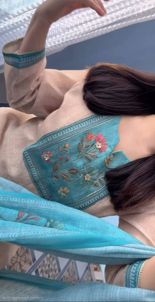 Women's Premium Lilan Cotton Peacock Print Kurta Pant Set with Digital Dupatta | 3-Piece Ethnic Suit