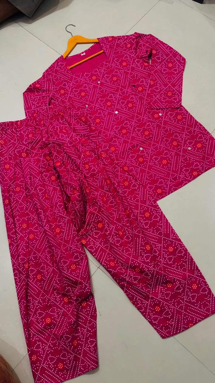 Women’s Premium Cotton Bandhani Jaipuri Print Suit Set | Mirror Work Sweetheart Neck Kurti with Flared Patiala Salwar & Dupatta